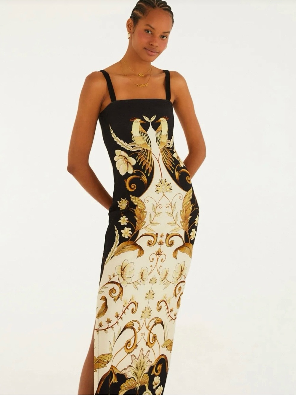 FARM Rio Black, Cream and Gold Baroque Midi Dress - Picture 2 of 4